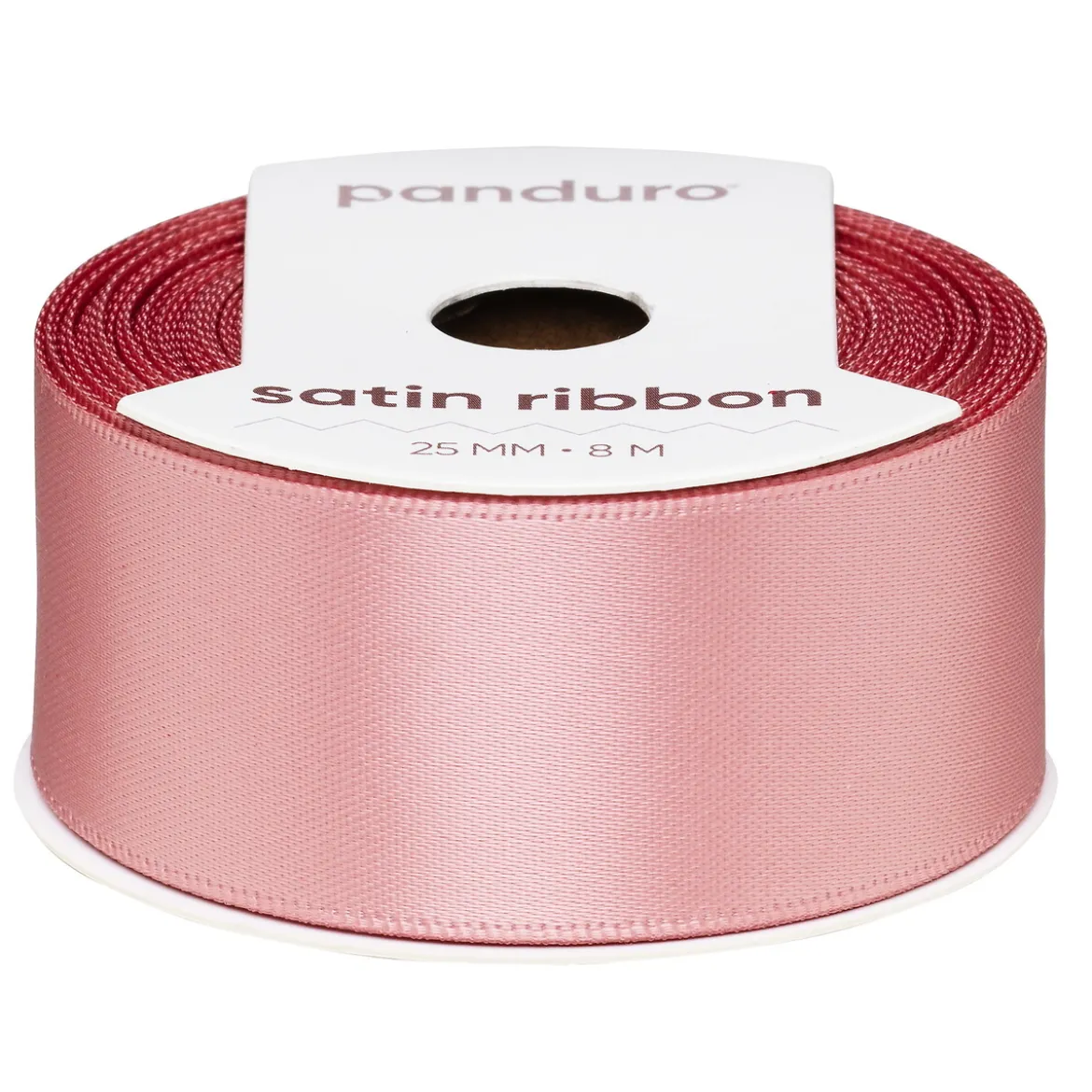 Dimrosa satinband – 25 mm brett och 8 meter långt