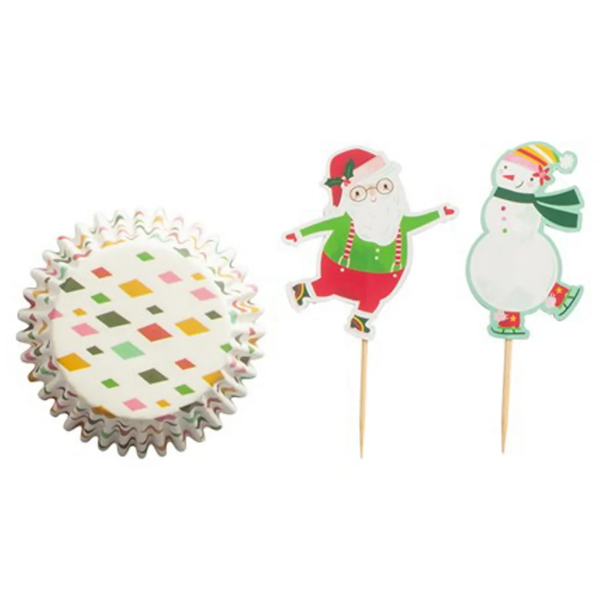 20 muffinsformar och 20 partypicks / caketoppers med julmotiv
