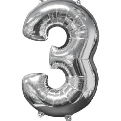 Sifferballong 3 Silver 66 cm