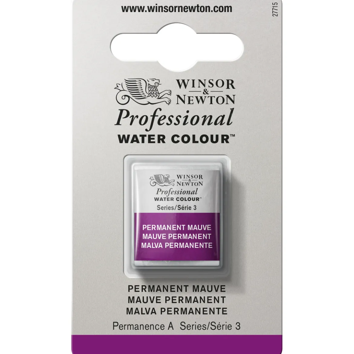 Winsor & Newton Professional akvarellfärg halvkopp Permanent Mauve 491